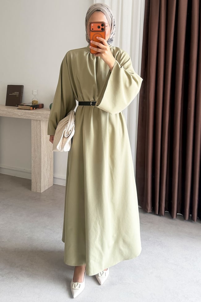 Reglan Kemerli Elbise - Olive