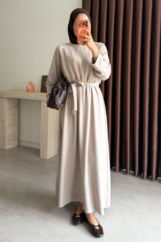 Reglan Kol  Oysh Elbise - Bej