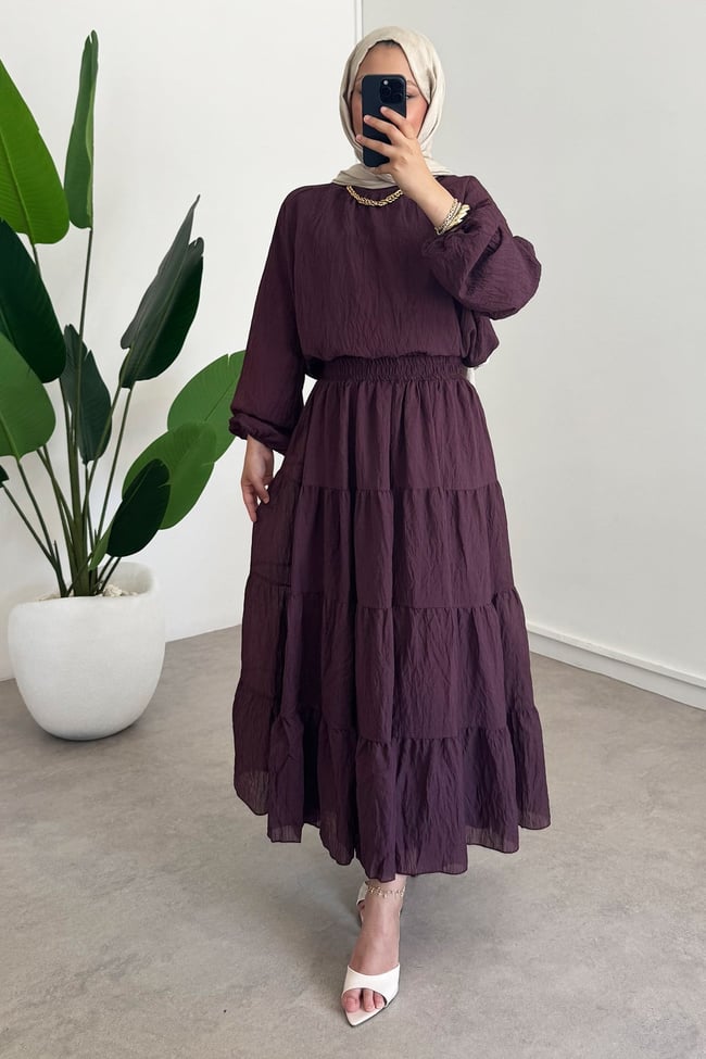 Tül Modal Takım - Bordo