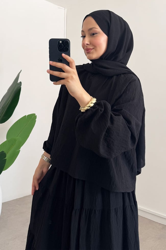 Tül Modal Takım - Siyah