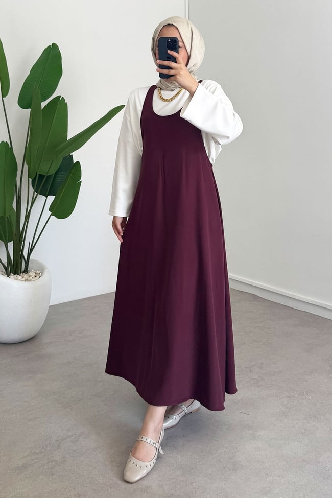 Tunik Jile Elbise - Bordo