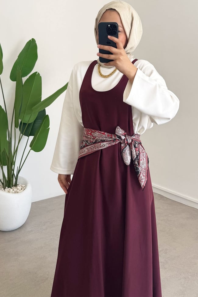 Tunik Jile Elbise - Bordo