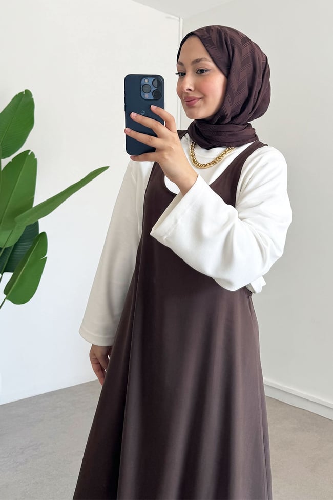 Tunik Jile Elbise - Kahverengi