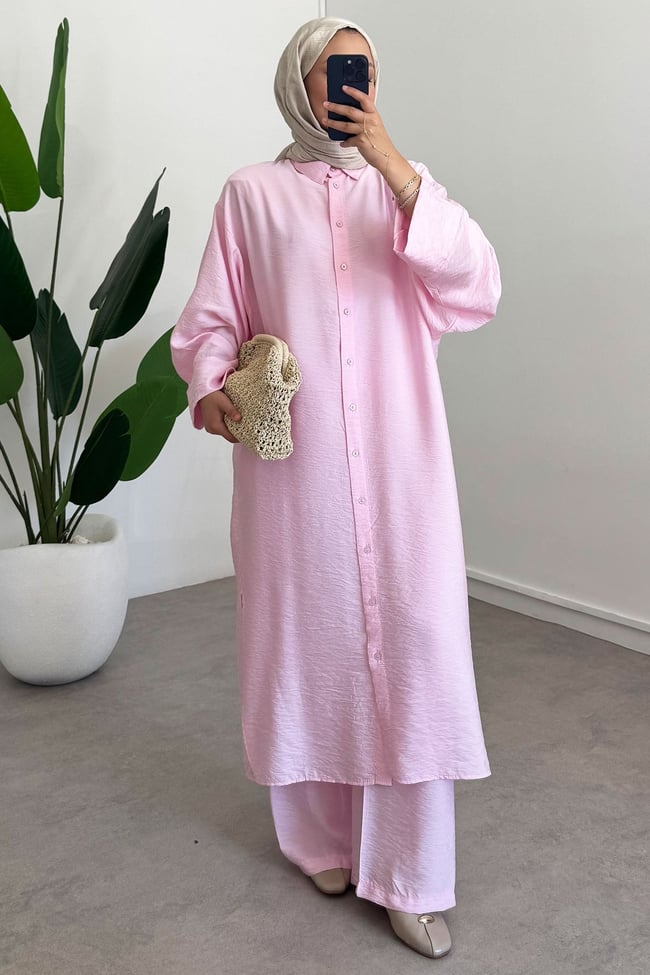 Uzun Modal Takım - Pembe