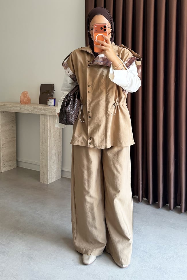 Yelek Modal Takım - Camel