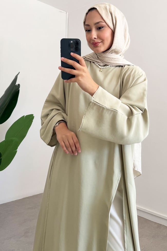 Yırtmaçlı Elbise - Olive
