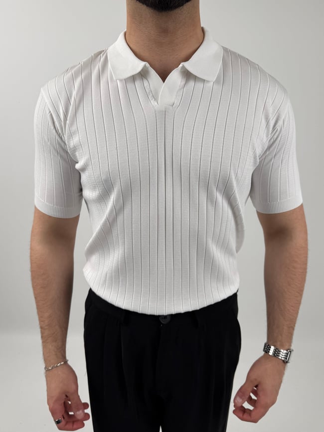 Çizgi Desenli Polo Yaka Tişört