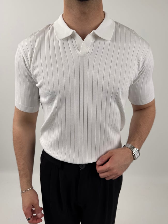 Çizgi Desenli Polo Yaka Tişört