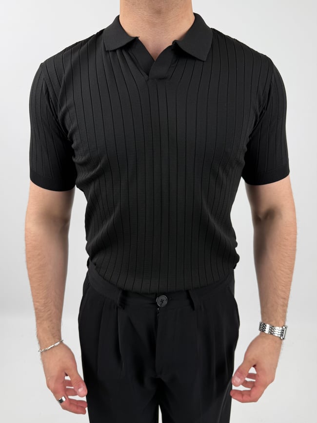 Çizgi Desenli Polo Yaka Tişört