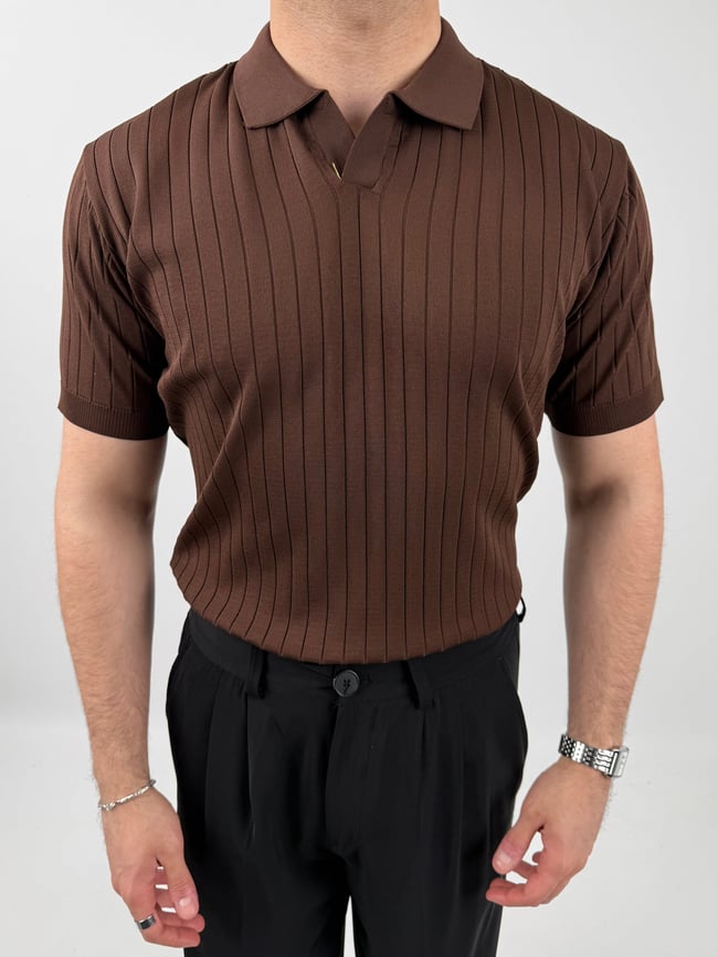 Çizgi Desenli Polo Yaka Tişört