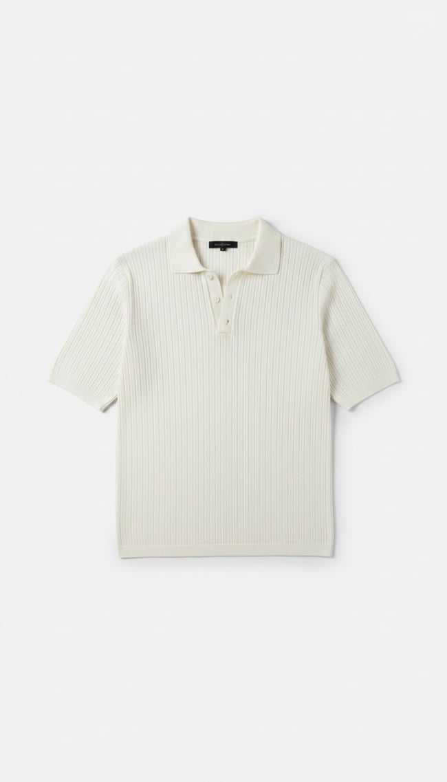Çizgili Triko Polo Yaka Tişört
