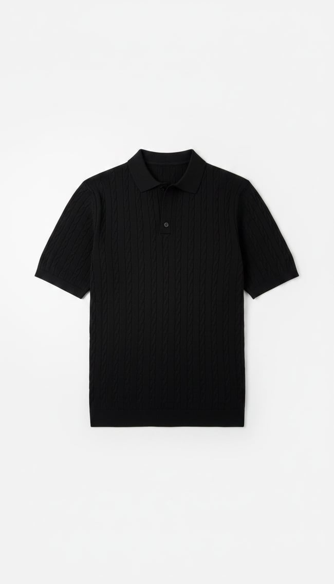 Örgü Desenli Polo Yaka Tişört