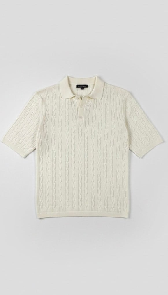 Örgü Desenli Polo Yaka Tişört