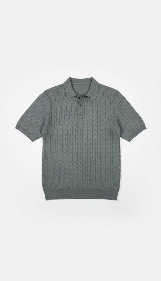 Örgü Desenli Polo Yaka Tişört
