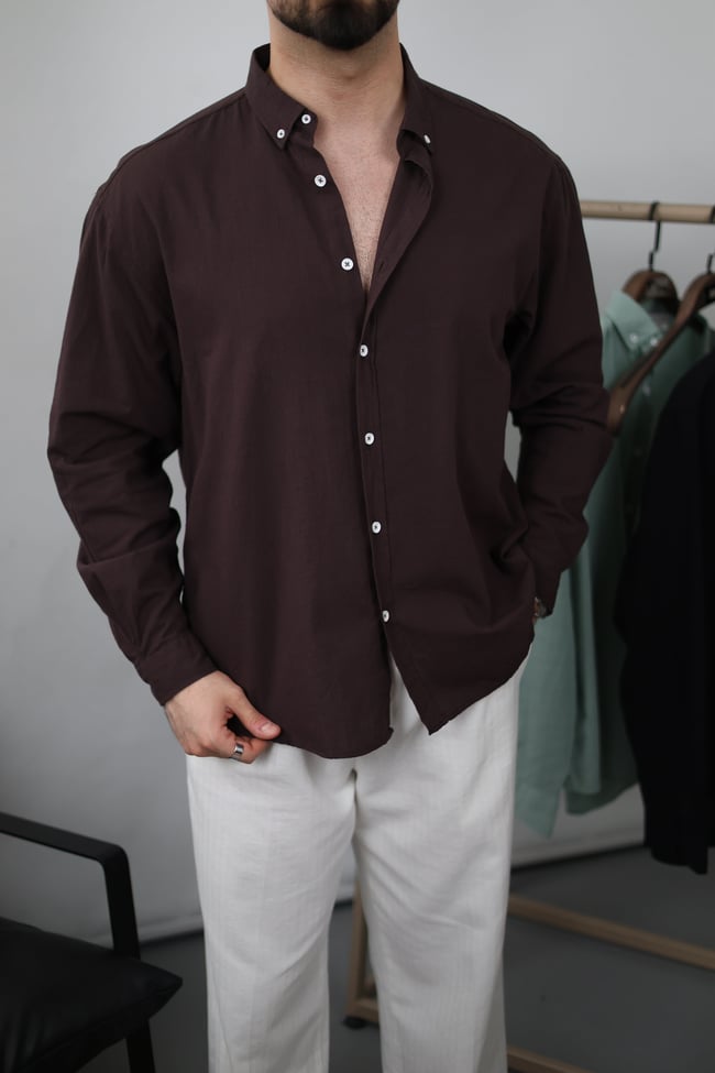 OVERSİZE FRESH KETEN GÖMLEK •