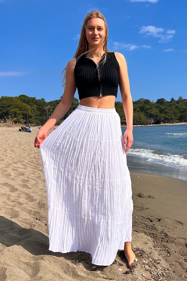 Şilebezi Beyaz Uzun Etek Astarlı 100 cm