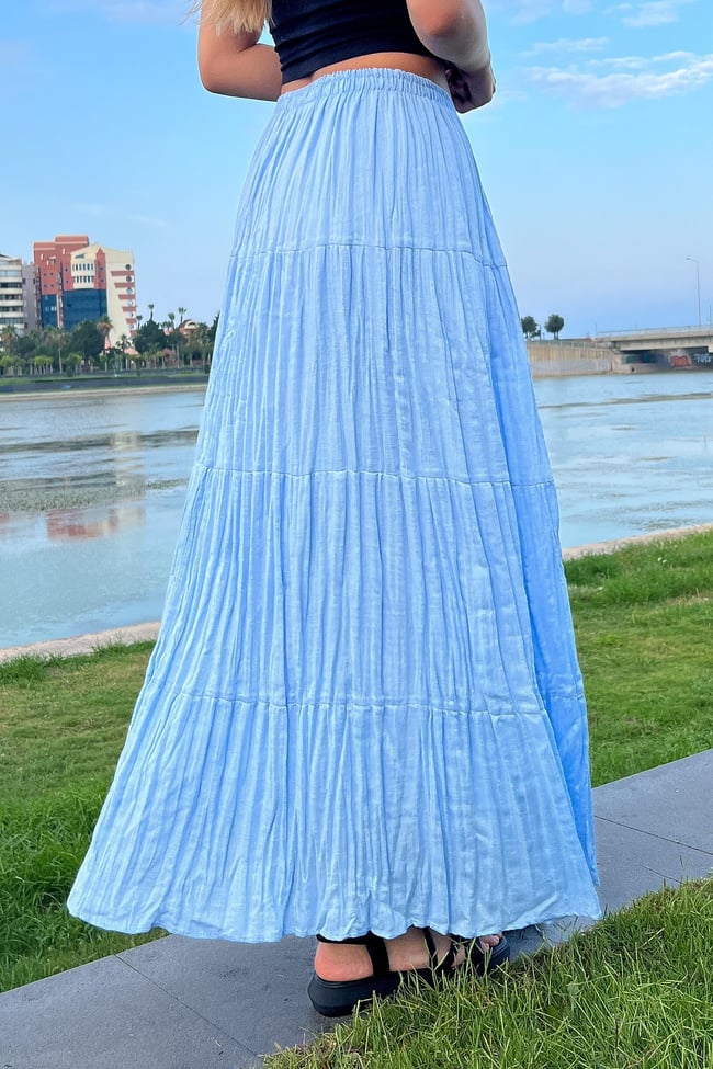 Şilebezi Mavi Uzun Etek Astarlı 100 cm