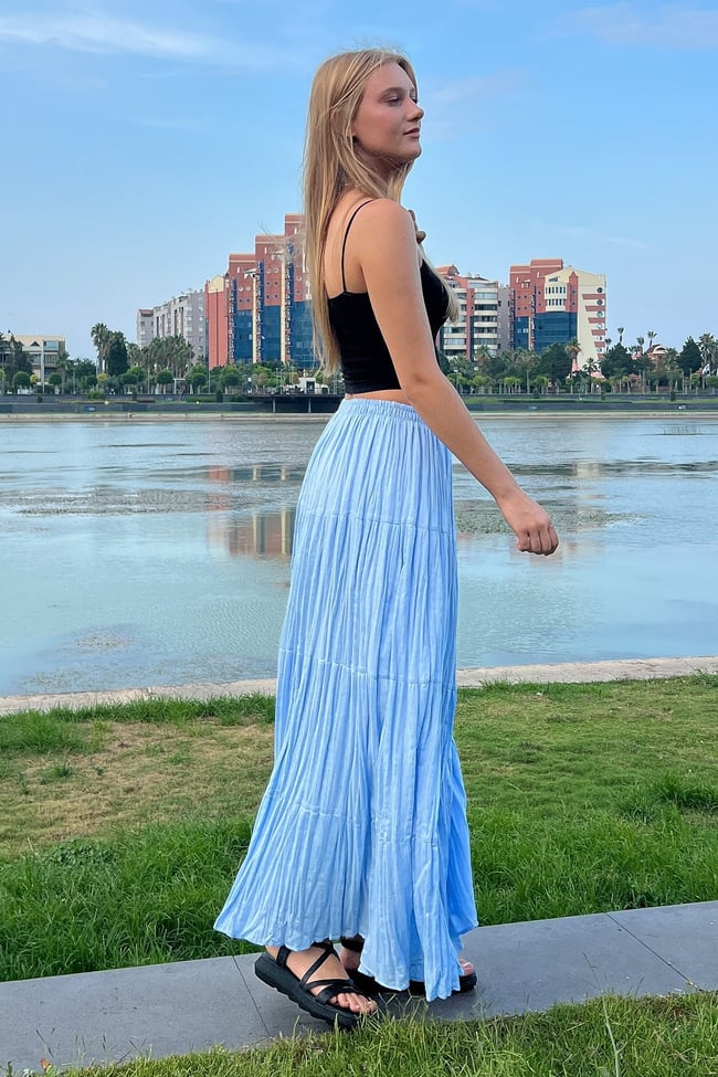 Şilebezi Mavi Uzun Etek Astarlı 100 cm