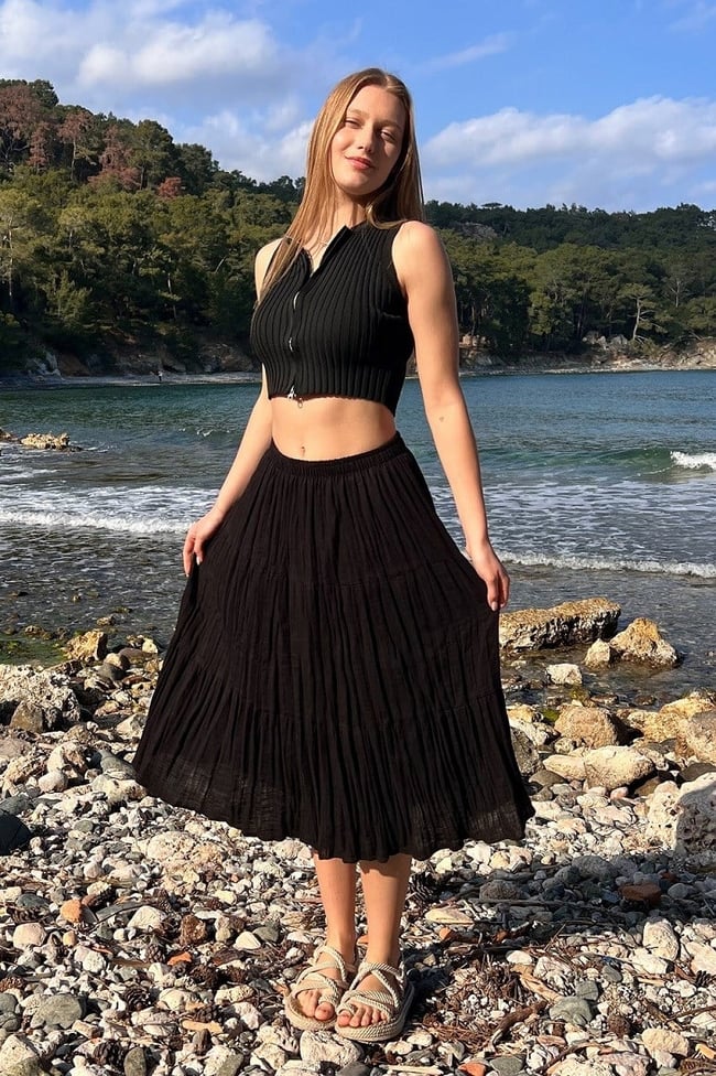 Şilebezi Ortaboy Siyah Etek 70 cm