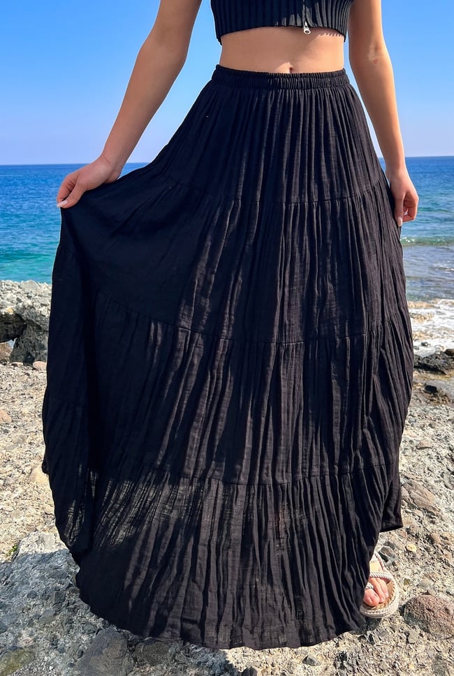 Şilebezi Siyah Uzun Etek Astarlı 100 cm