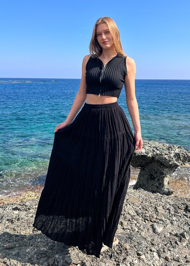 Şilebezi Siyah Uzun Etek Astarlı 100 cm