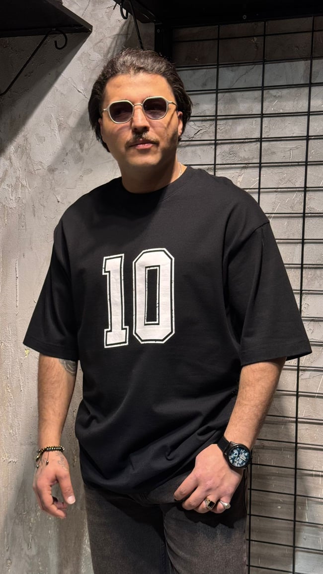 10 NEW WORLD Siyah Oversize T-shirt 