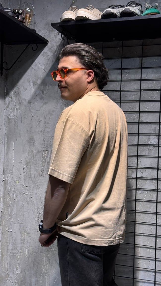 Baskılı Bej Oversize T-shirt
