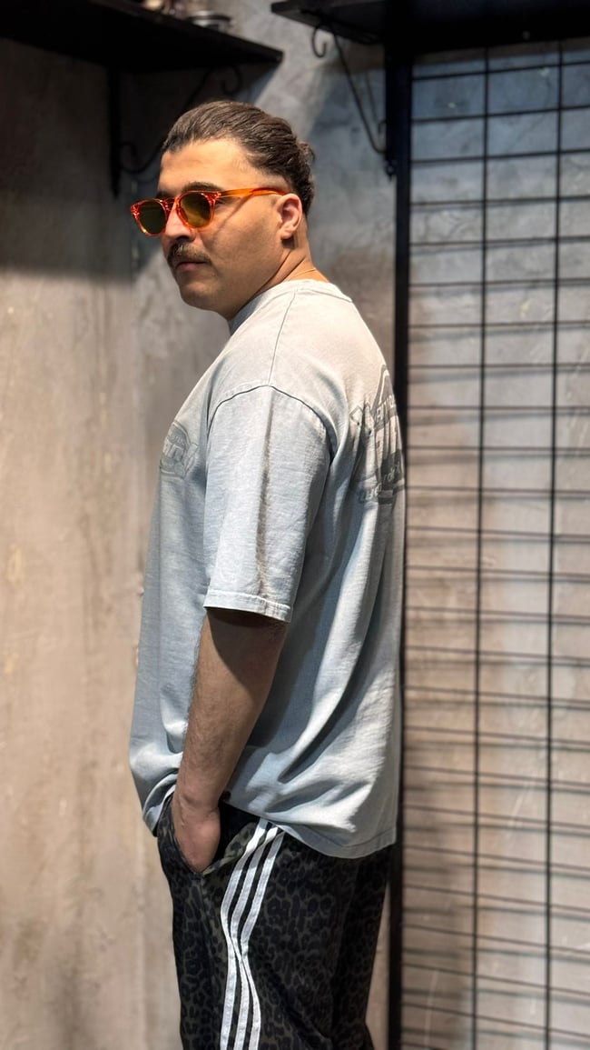 BRAND Baskılı Gri T-shirt
