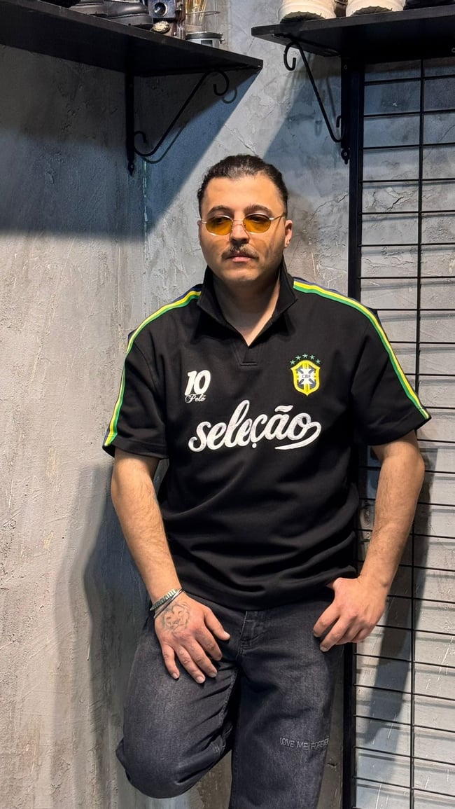 Brazilya Siyah Polo T-shirt