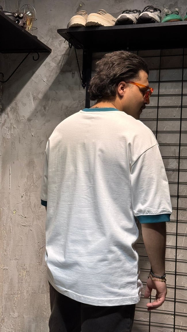 C7ER Baskılı Beyaz Oversize T-shirt