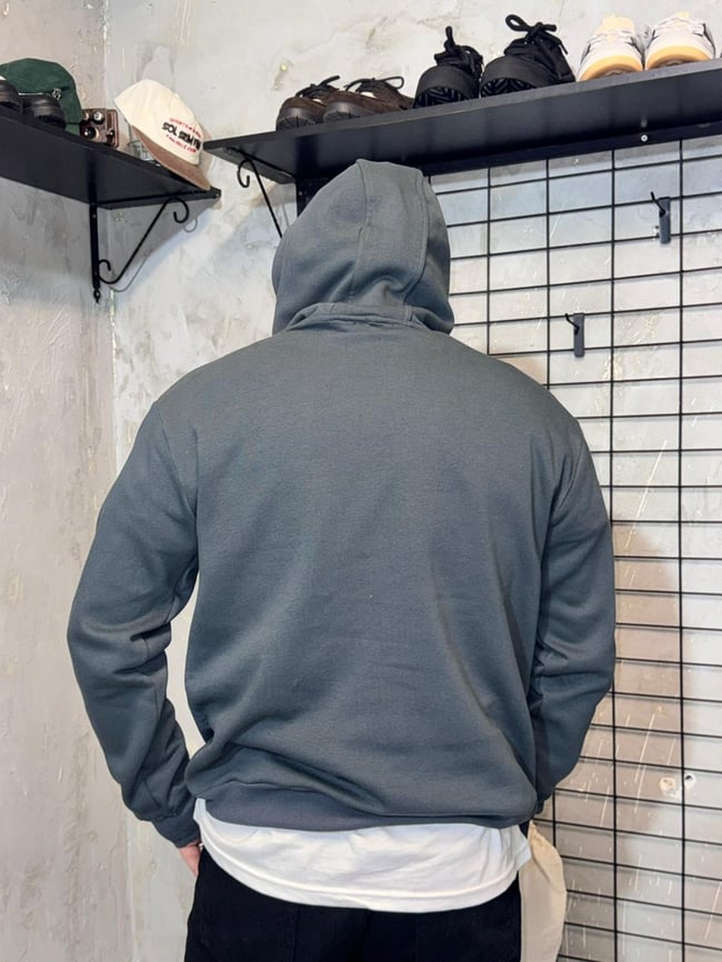 Düşen Melek Nakışlı Füme Hoodie