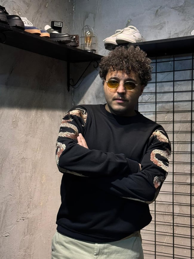 Ejderha Nakışlı Siyah Sweatshirt
