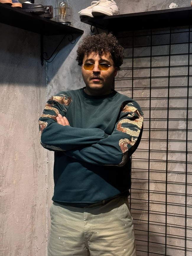 Ejderha Nakışlı Yeşil Sweatshirt
