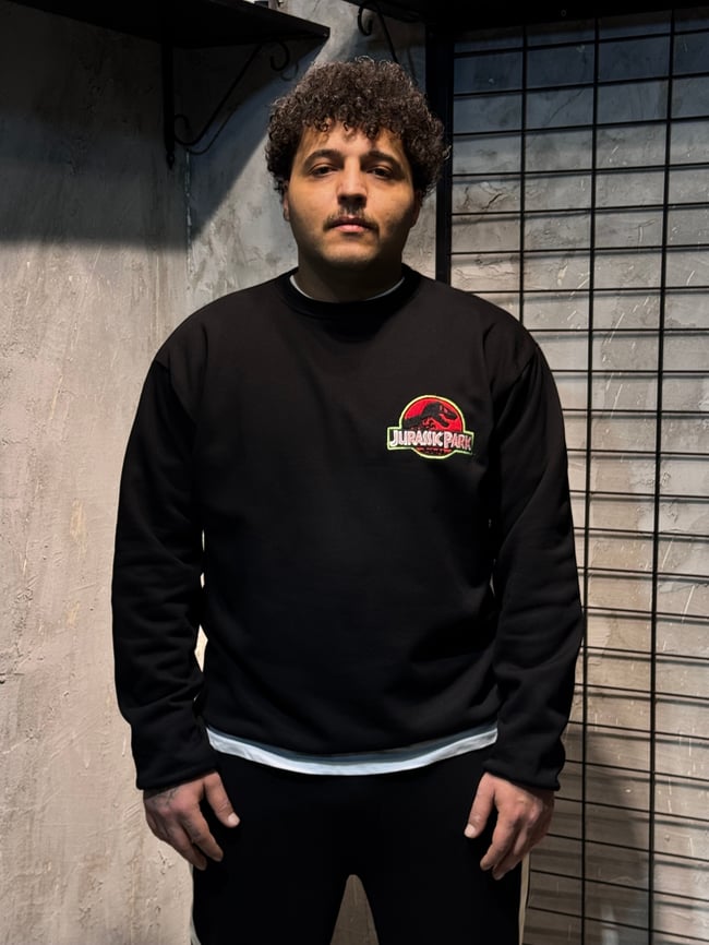 Jurassıc Park Nakışlı Siyah Sweatshirt