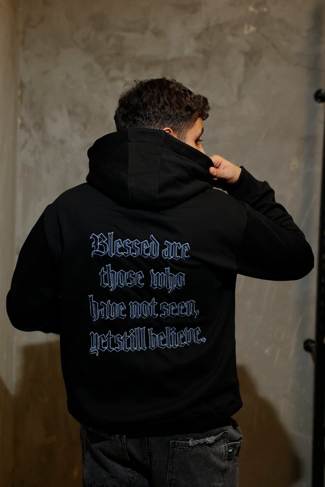 Kaplan Nakışlı Siyah Hoodie