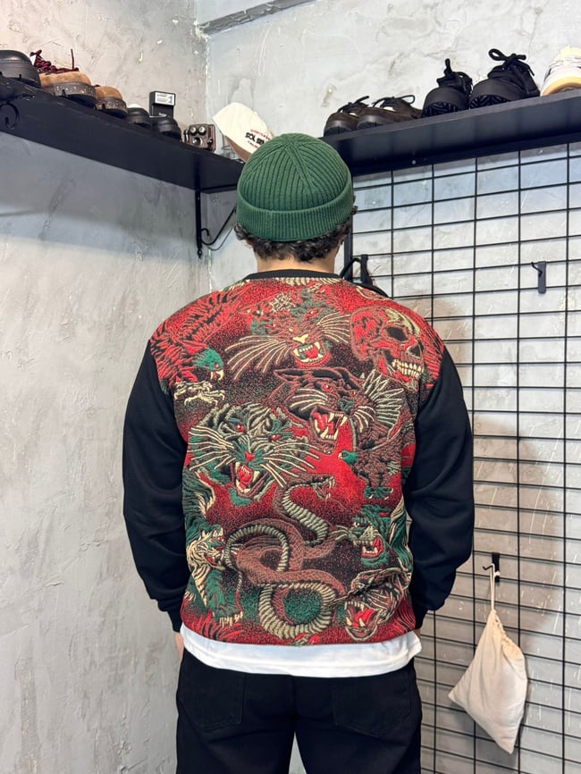 Kuru Kafa Desenli Oversize Siyah Sweatshirt