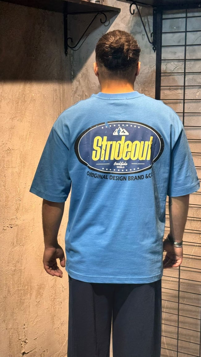 Mavi Strıdeout Basıkılı Oversize T-shirt