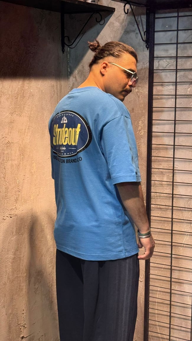 Mavi Strıdeout Basıkılı Oversize T-shirt