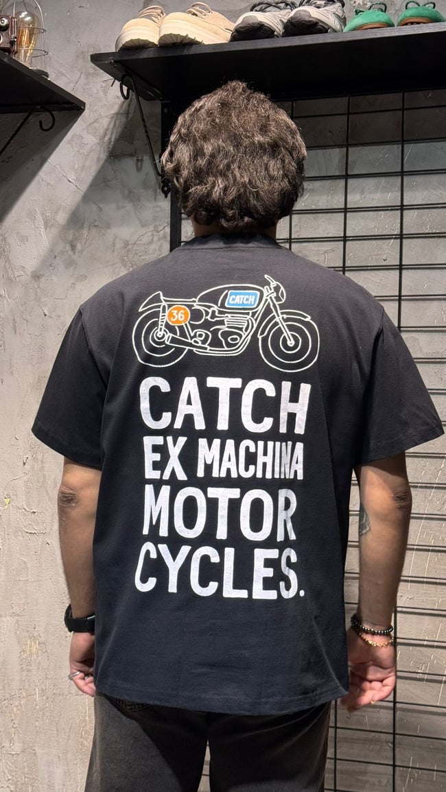 Motor Baskılı Siyah T-shirt