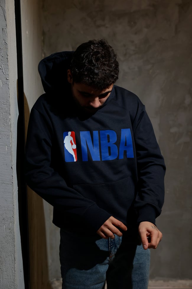 NBA Baskılı Lacivert Hoodie