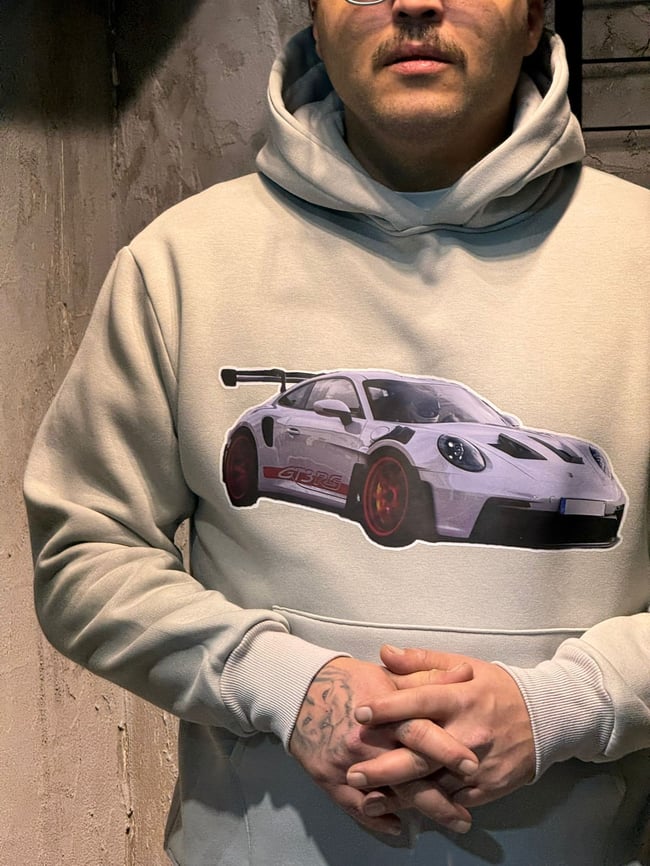 Need Money for Porsche Yazılı Gri Hoodie