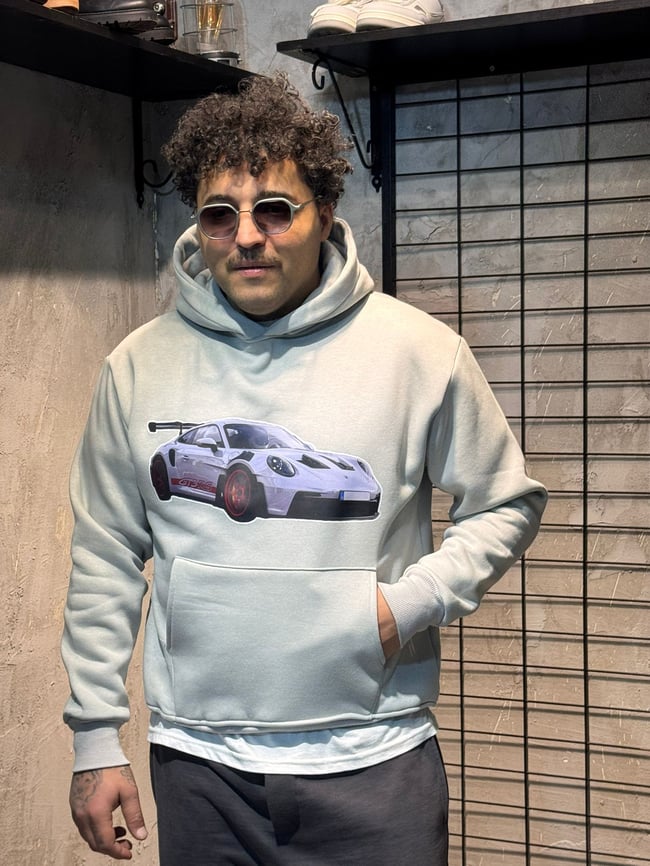 Need Money for Porsche Yazılı Gri Hoodie