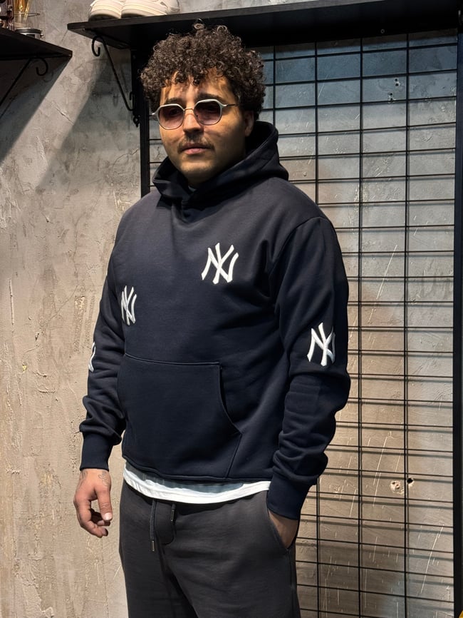 New York Nakış Lacivert Hoodie