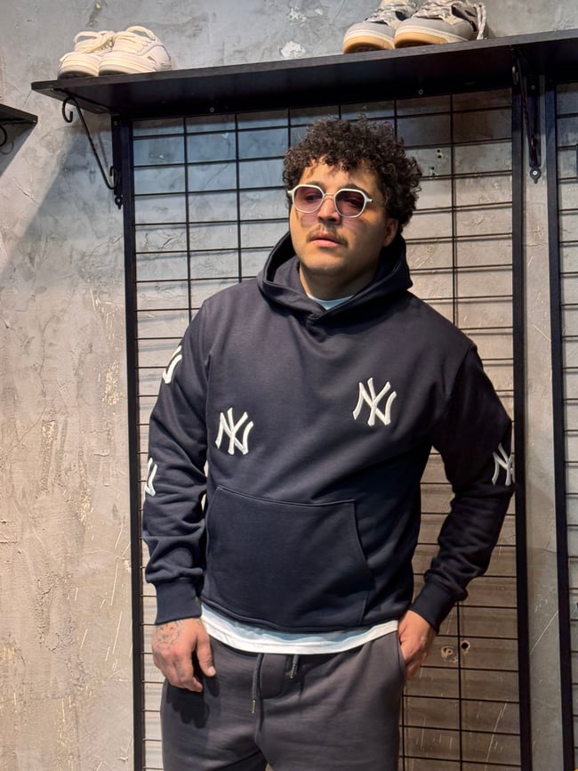 New York Nakış Lacivert Hoodie