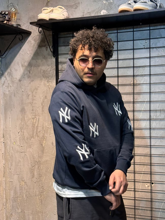 New York Nakış Lacivert Hoodie