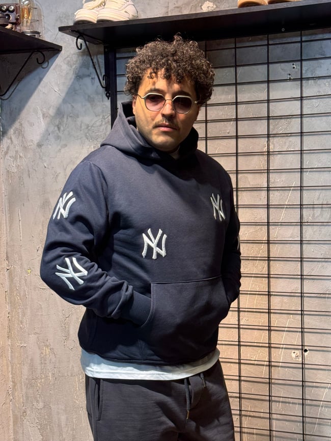 New York Nakış Lacivert Hoodie