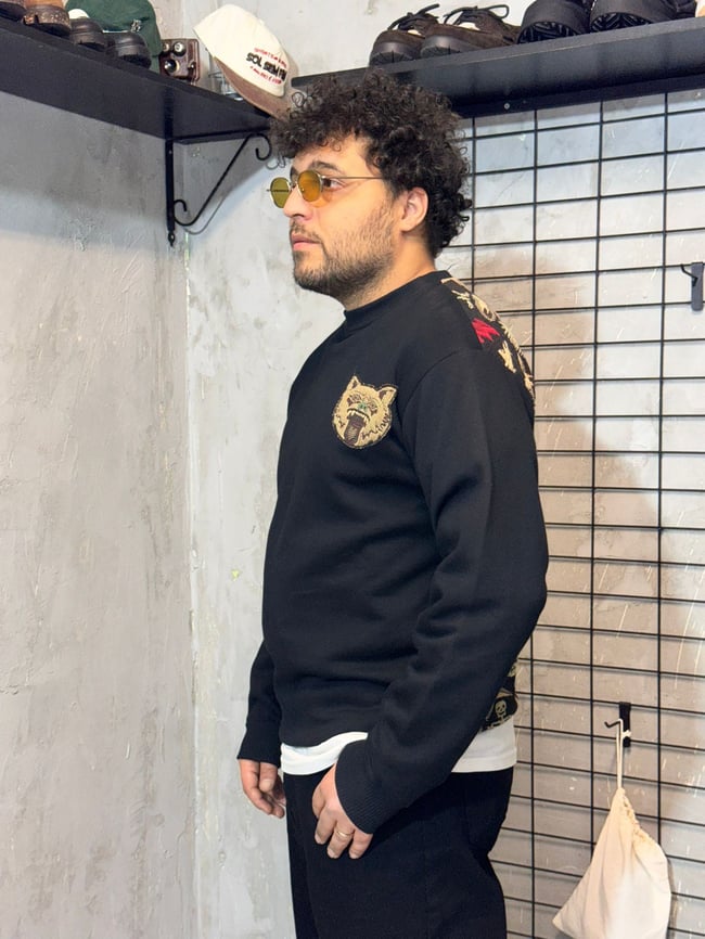 Sırt Desenli Siyah - Siyah  Sweatshirt