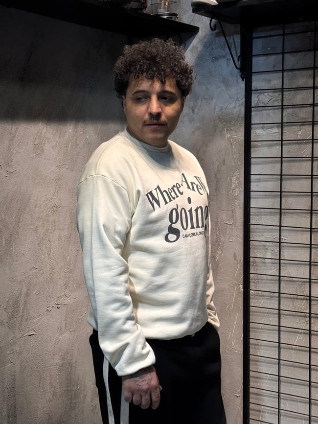 Where Are We Going ? Baskılı Krem Sweatshirt