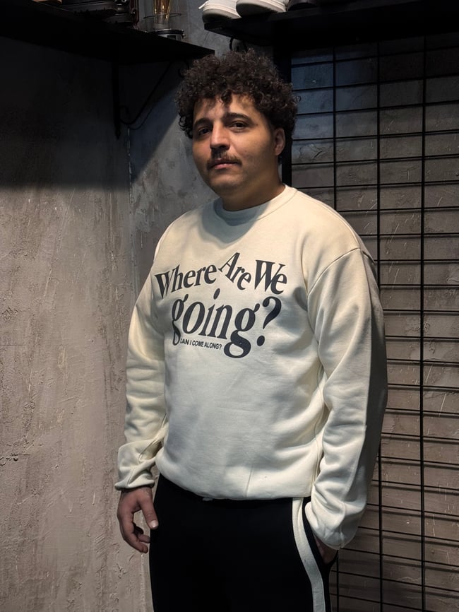 Where Are We Going ? Baskılı Krem Sweatshirt