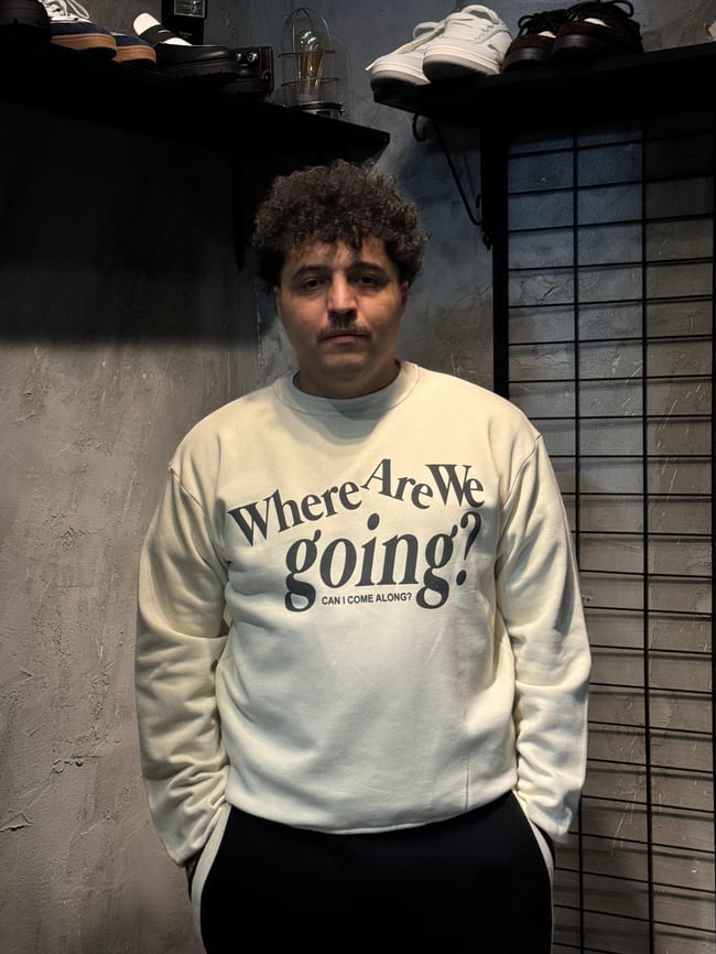 Where Are We Going ? Baskılı Krem Sweatshirt